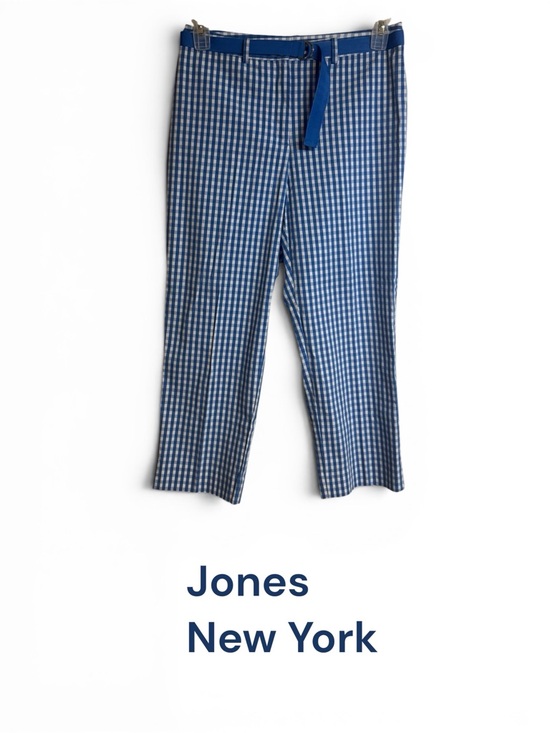 Jones New York Pants - Jones New York Blue/White Gingham Capris Pants with Belt  SIZE: 8       #14
